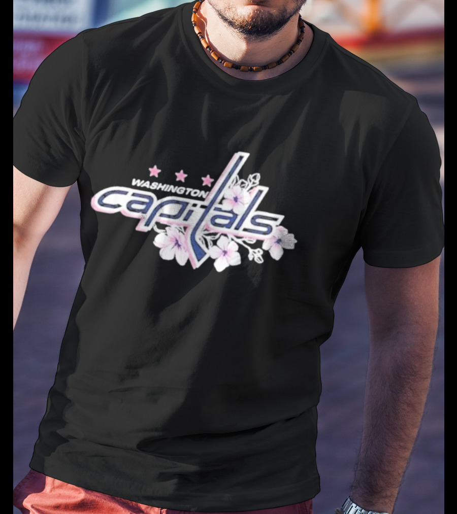 Washington Capitals Cherry Blossom Logo With Flowers And Stars T-Shirt