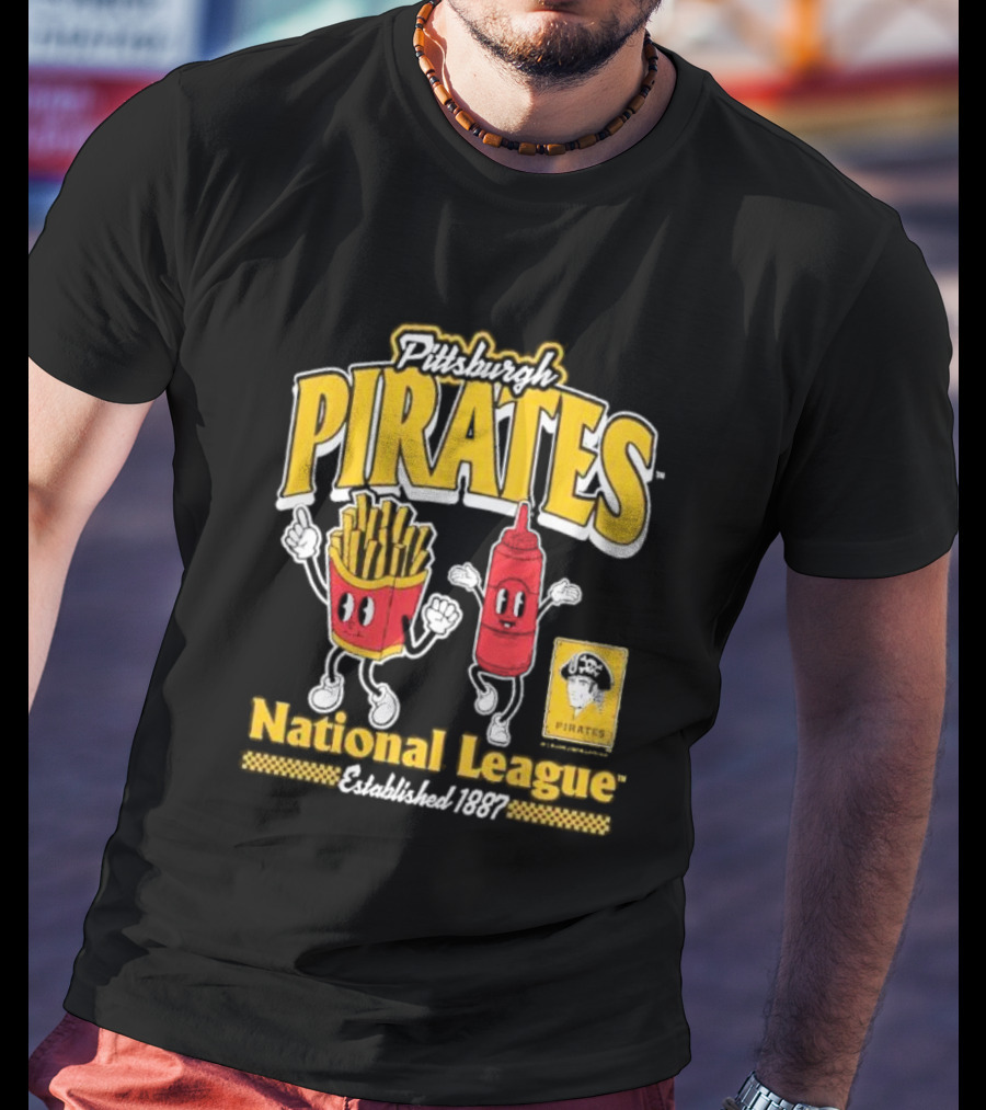 Pittsburgh Pirates National League Established 1887 Fries Ketchup Cooperstown Collection T-Shirt