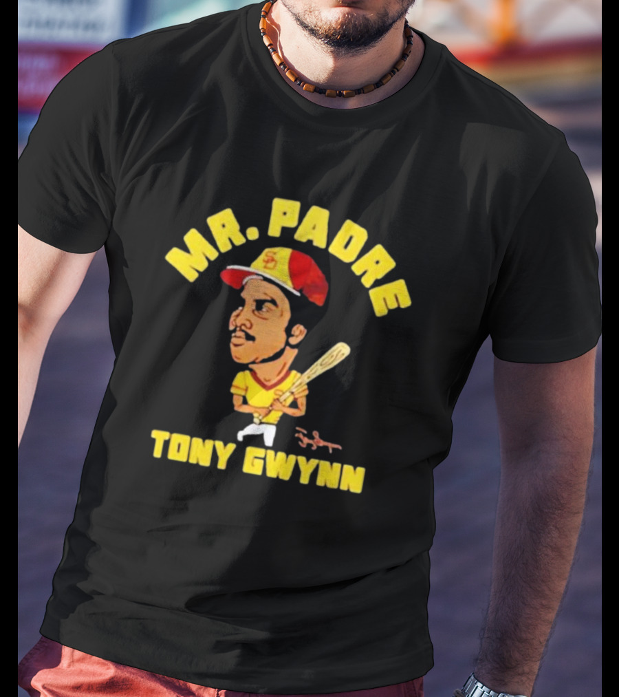 MR. PADRE TONY GWYNN SIGNATURE SAN DIEGO BASEBALL PLAYER CARTOON T-Shirt