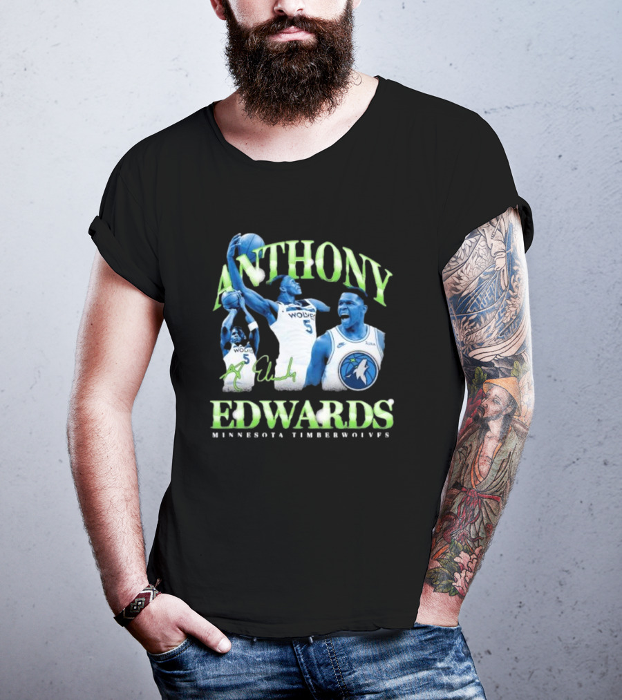 Anthony Edwards Wolves Minnesota Timberwolves 90s Retro T-Shirt