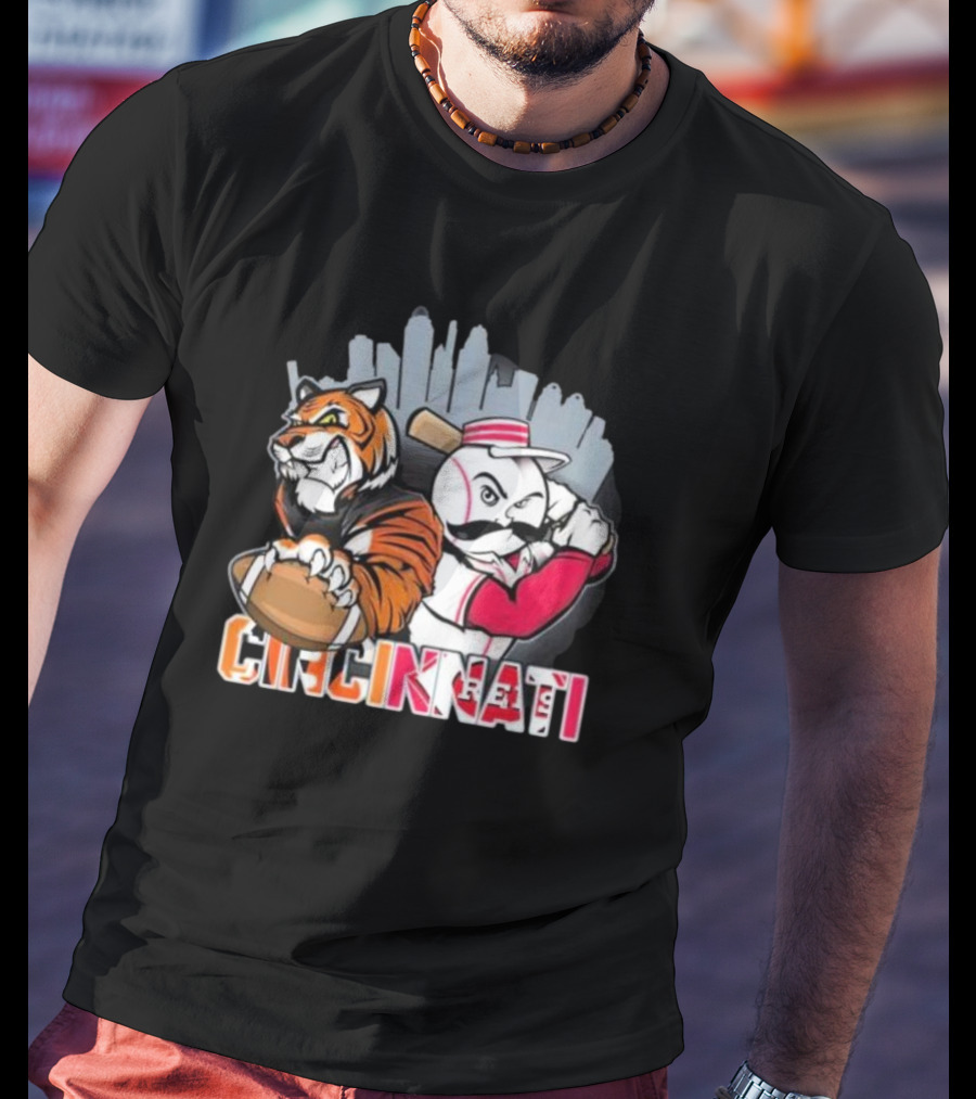 Cincinnati Reds Mr. Redlegs Cincinnati Bengals Tiger Mascot Fan Who Dey T-Shirt