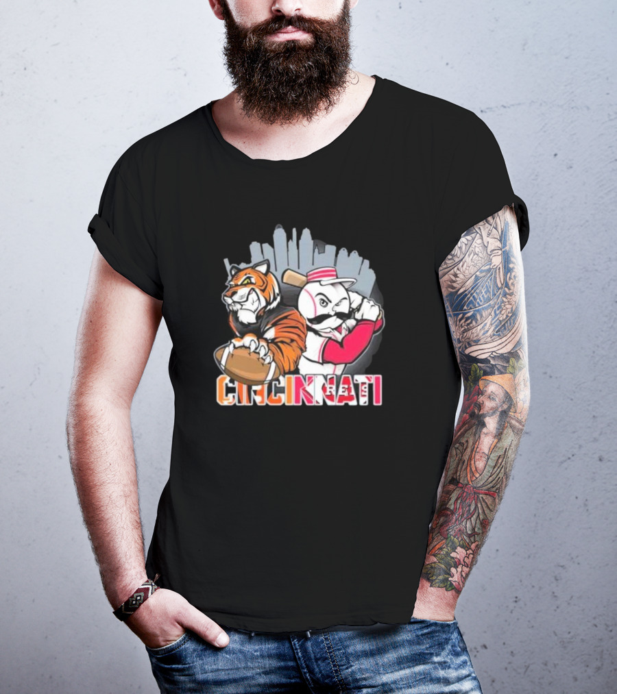 Cincinnati Reds Mr. Redlegs Cincinnati Bengals Tiger Mascot Fan Who Dey T-Shirt