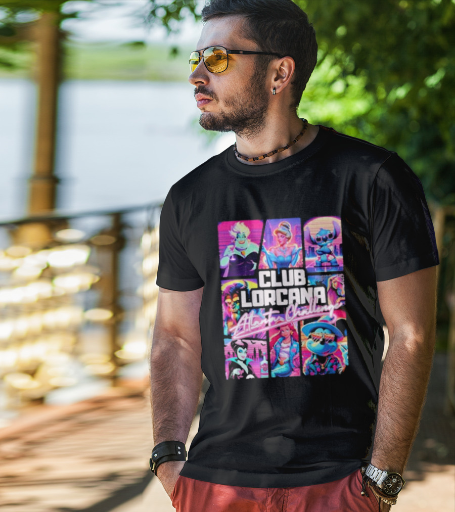 Club Lorcana Atlanta Challenge Ursula Cinderella Stitch 80s Neon T-Shirt