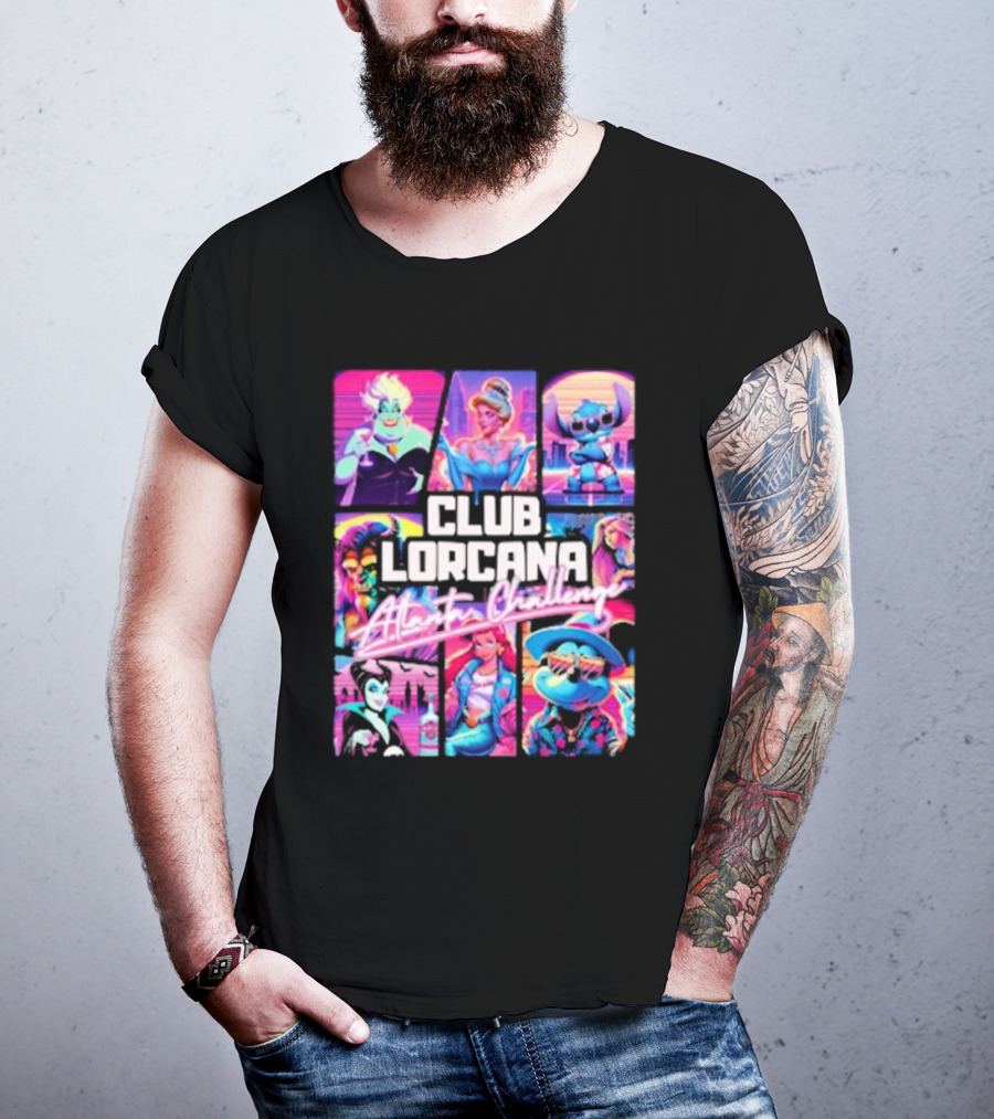 Club Lorcana Atlanta Challenge Ursula Cinderella Stitch 80s Neon T-Shirt