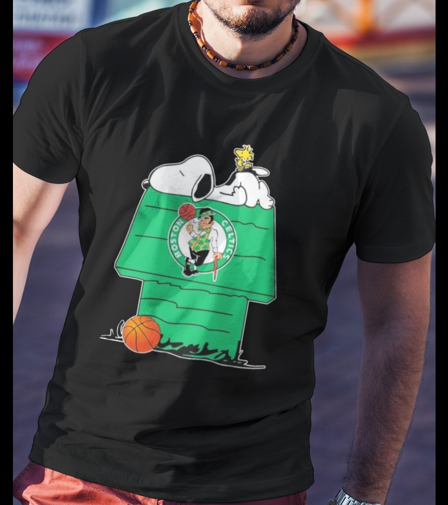 Peanuts Snoopy Woodstock Boston Celtics Basketball House T-Shirt