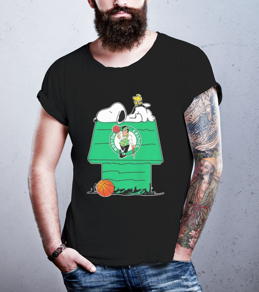 Peanuts Snoopy Woodstock Boston Celtics Basketball House T-Shirt