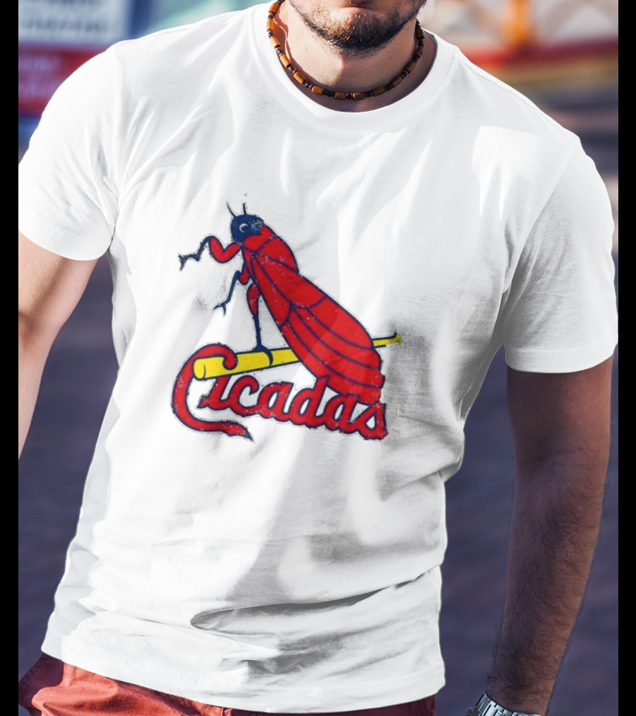 St. Louis Cicadas Red Insect Mascot Baseball Team T-Shirt