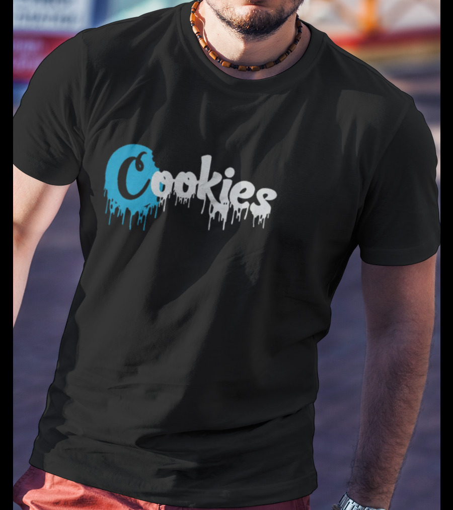 Cookies Dripping Text Blue T-Shirt