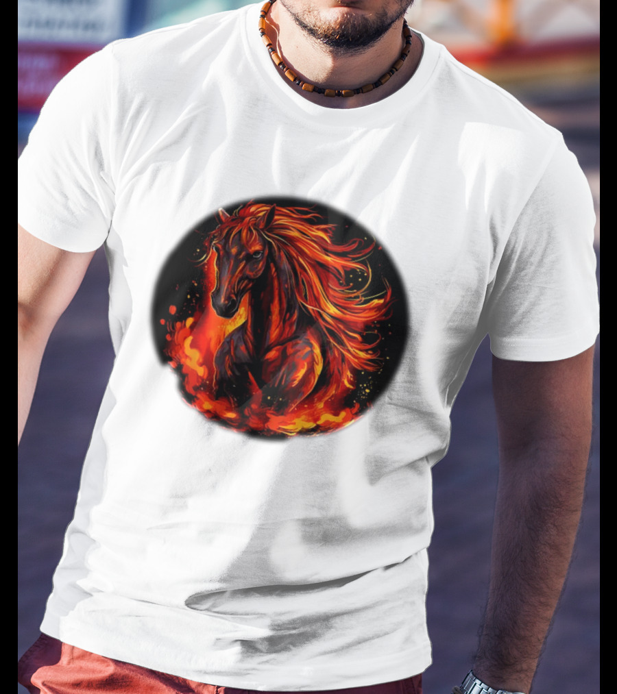 Fiery Horse With Flames For Funny Horse Lovers T-Shirt