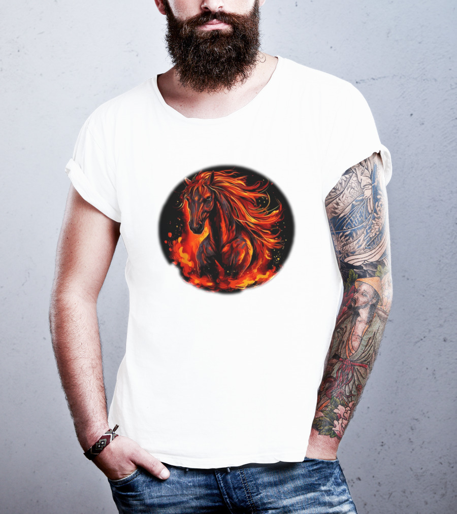 Fiery Horse With Flames For Funny Horse Lovers T-Shirt