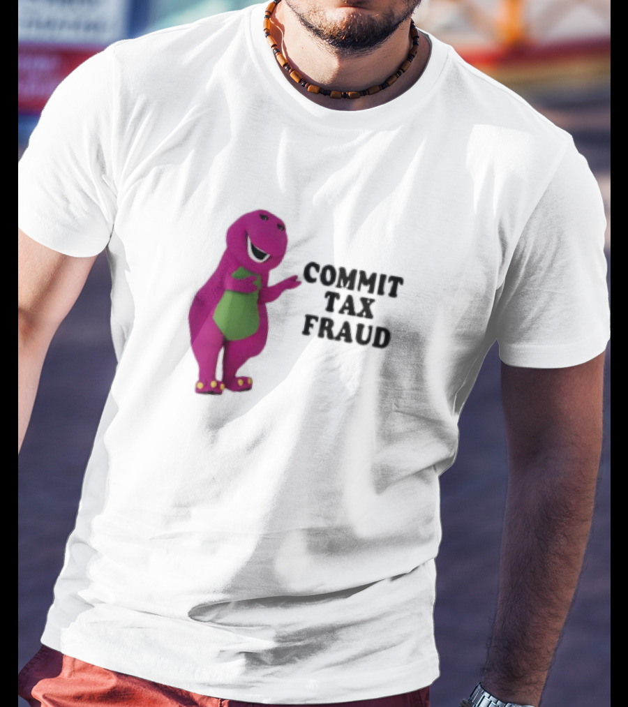 Commit Tax Fraud Purple Dinosaur Joke T-Shirt