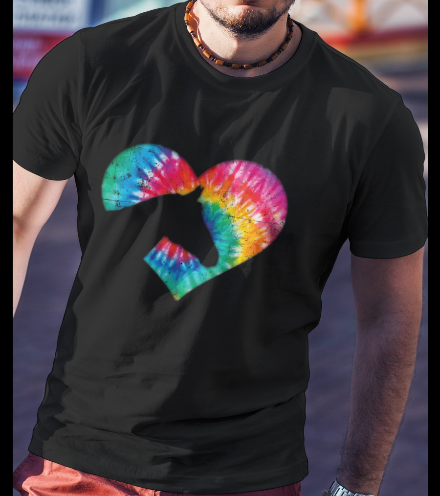Horse Lover Tie-Dye Rainbow Heart T-Shirt