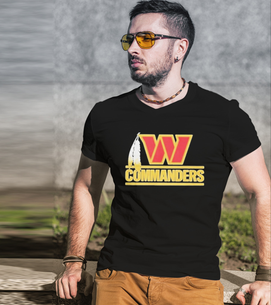 Coach Dan Quinn Commanders Logo W Feather T-Shirt
