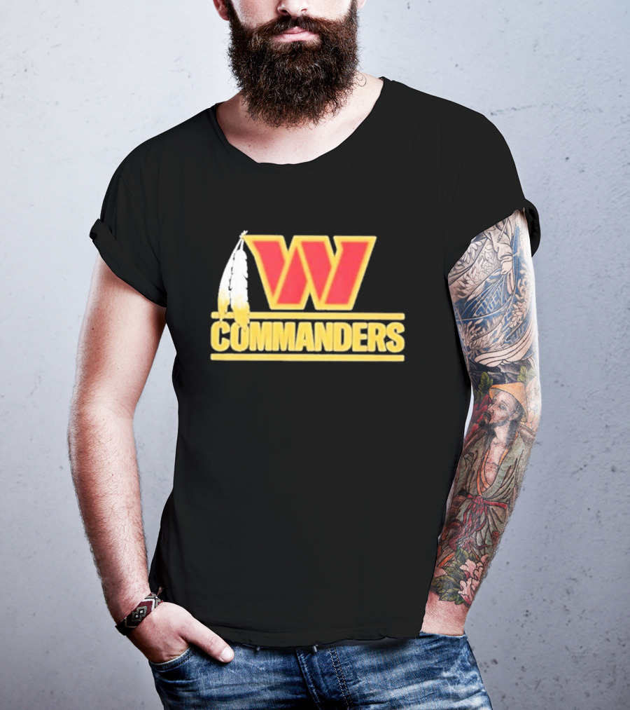 Coach Dan Quinn Commanders Logo W Feather T-Shirt