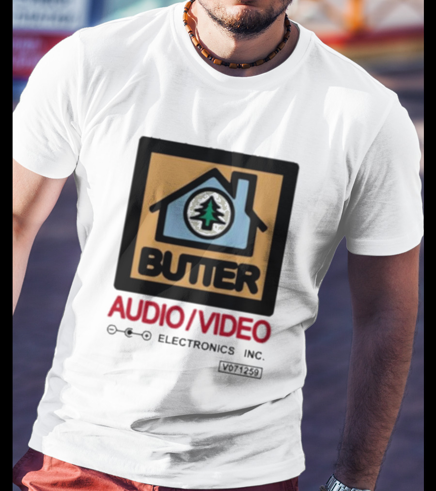 Tommyinnit Wearing Butter Audio Video Electronics Inc. House Symbol With Tree T-Shirt