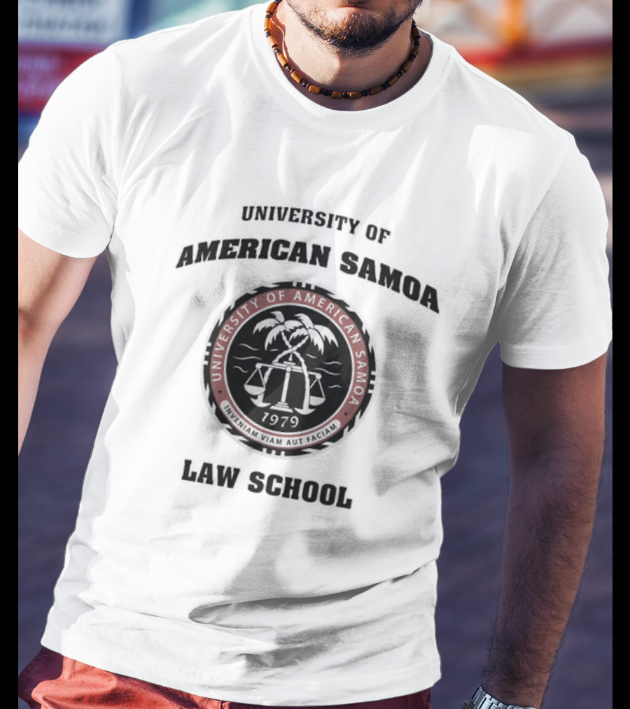 University Of American Samoa Law School Seal 1979 Palm Trees Scales T-Shirt
