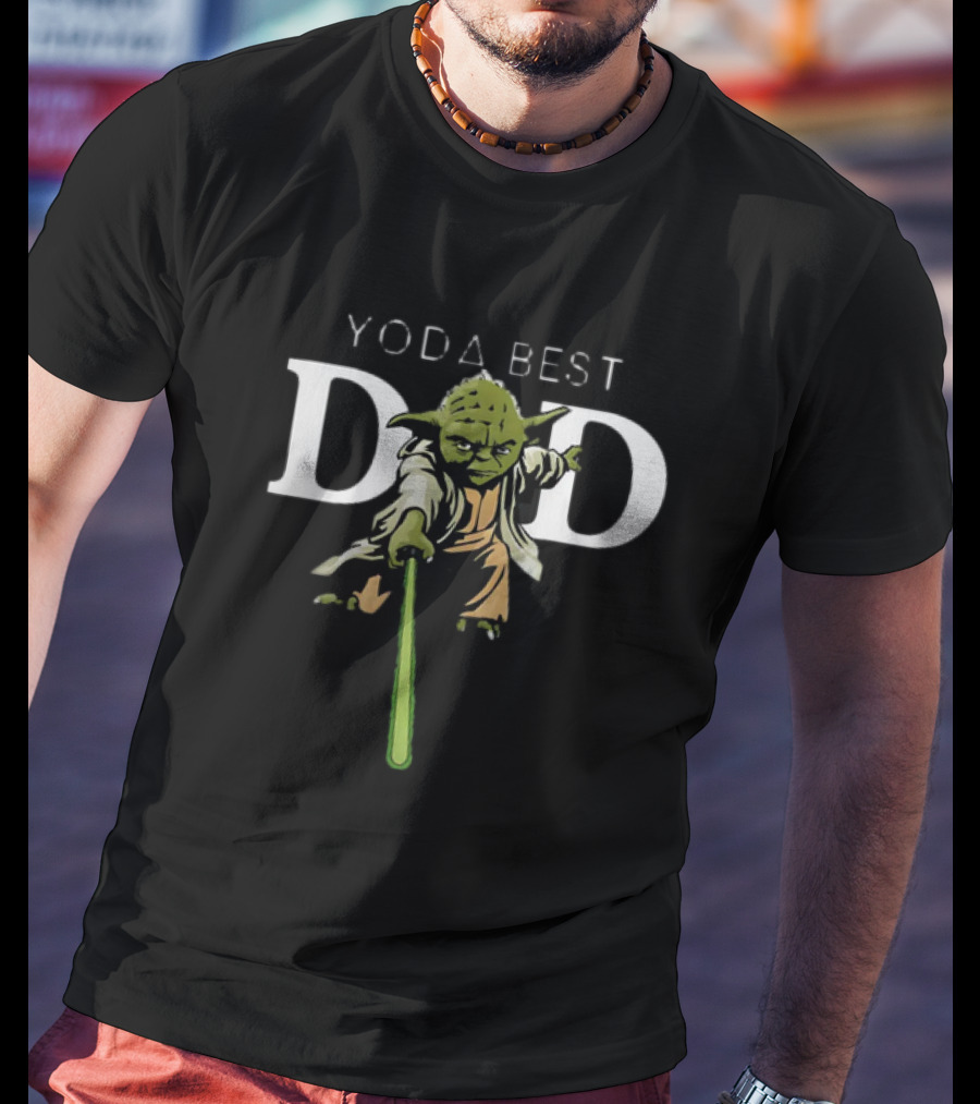 Yoda Best Dad Star Wars Fathers Day Green Lightsaber Jedi Master T-Shirt