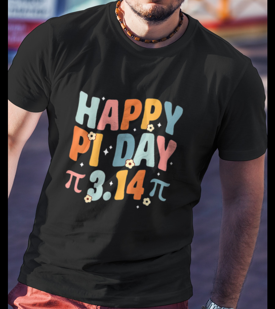 Happy Pi Day 3.14 Groovy Math Teacher T-Shirt