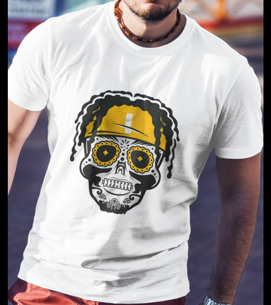 Justin Fields Pittsburgh Football Sugar Skull T-Shirt