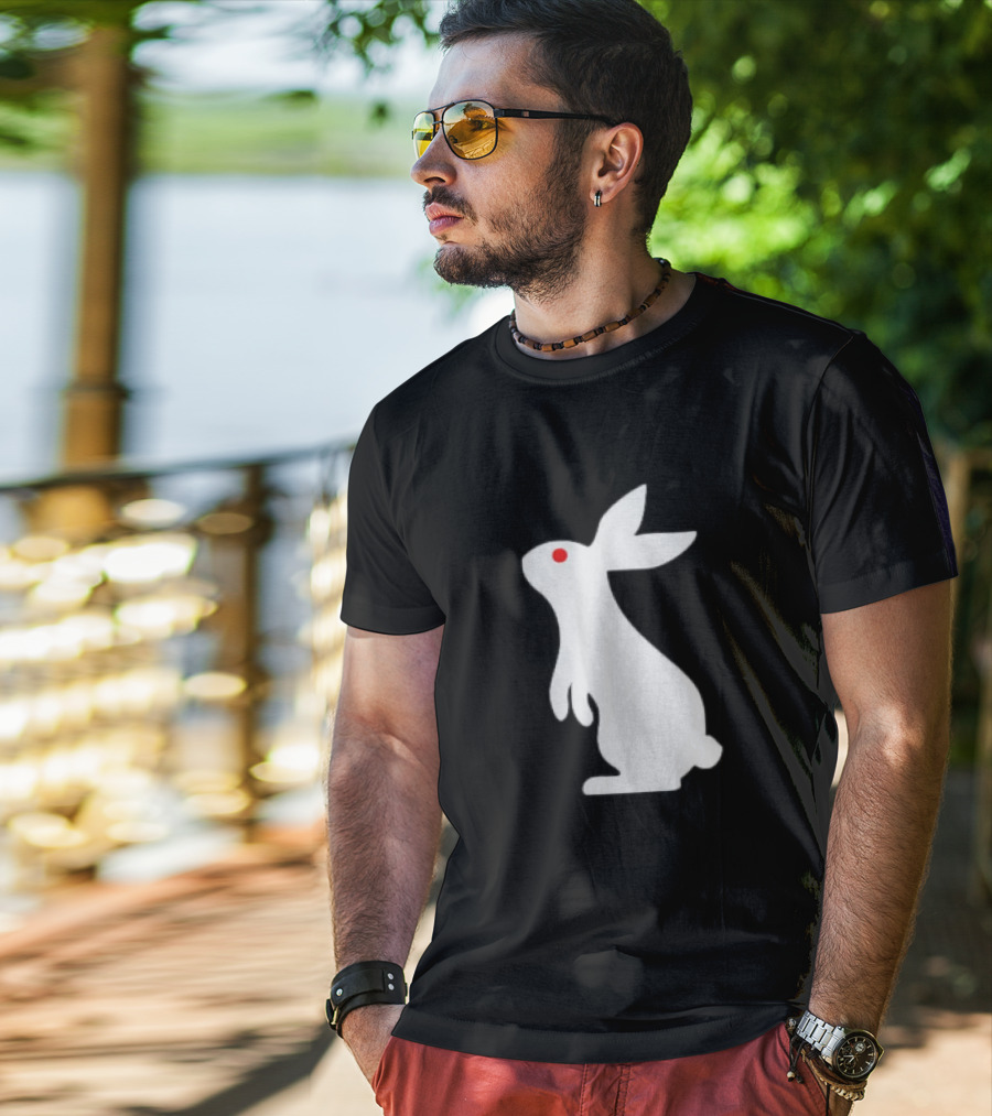 Feed Your Head White Rabbit Men's Black T-Shirt