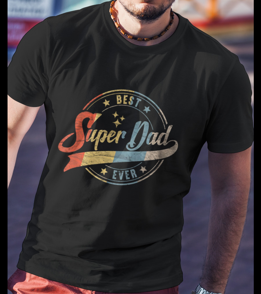 Best Dad Super Dad Ever Retro Father's Day T-Shirt