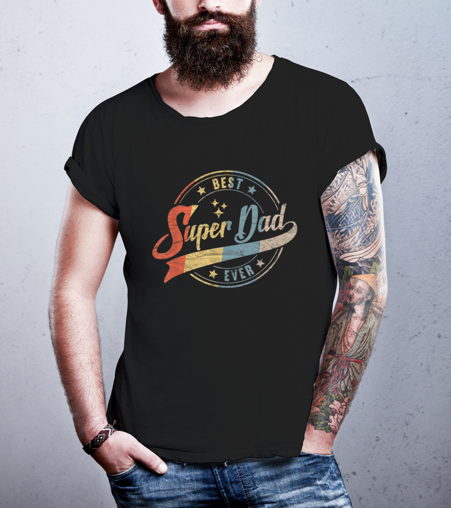 Best Dad Super Dad Ever Retro Father's Day T-Shirt