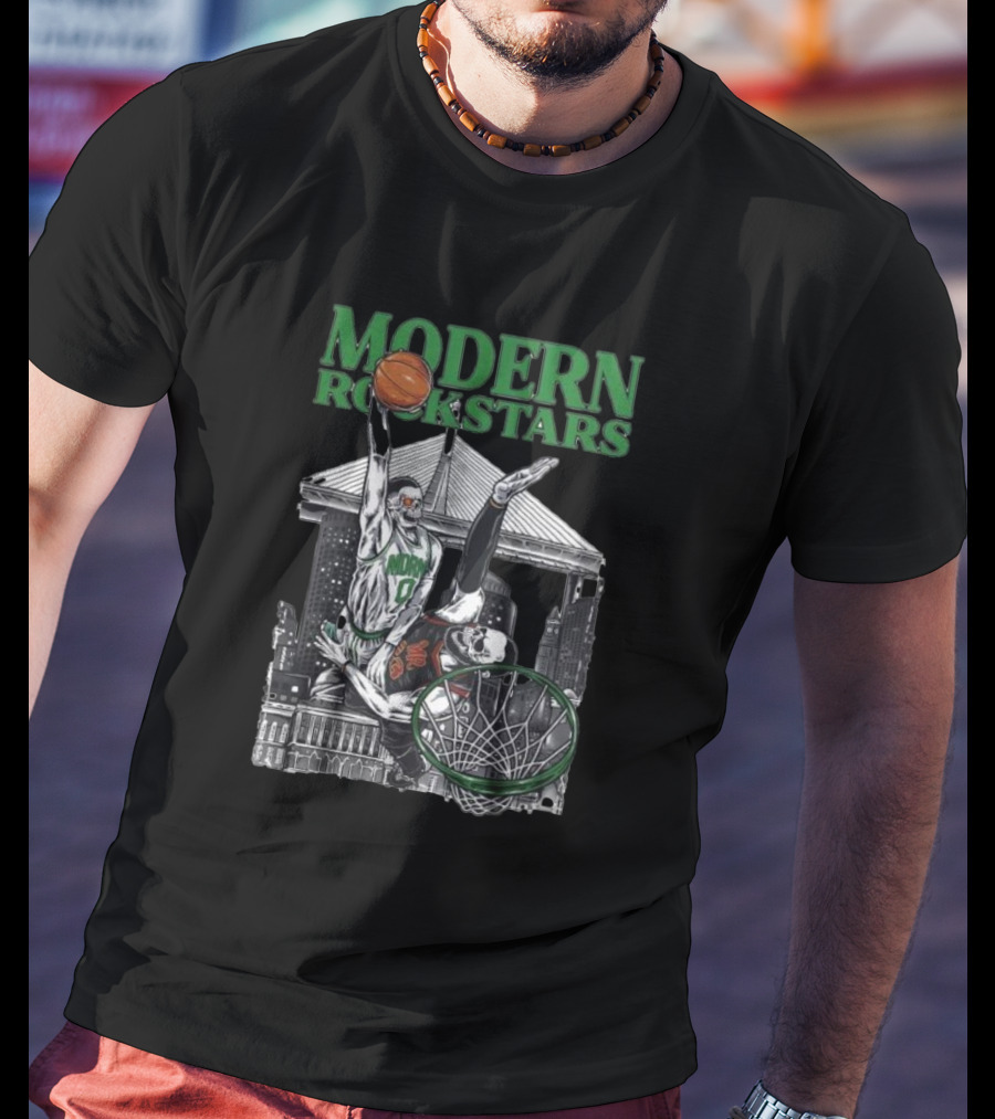Modern Rockstars Basketball Dunk Skyline Bridge T-Shirt