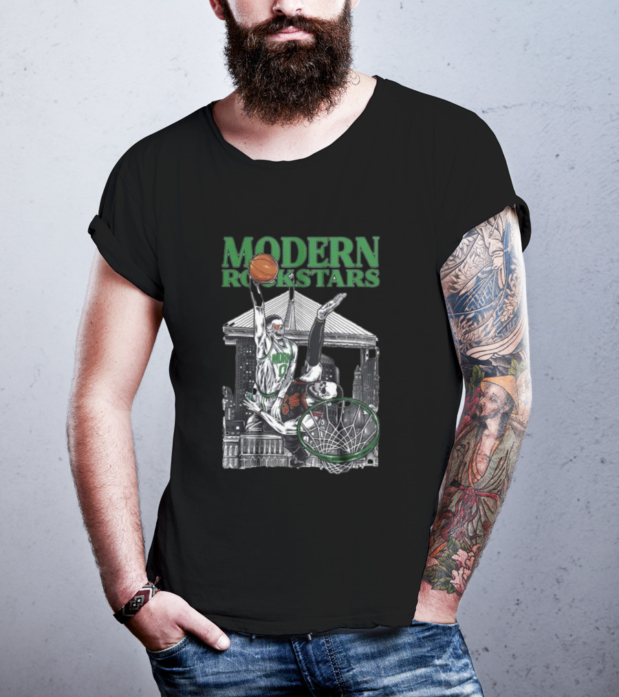Modern Rockstars Basketball Dunk Skyline Bridge T-Shirt