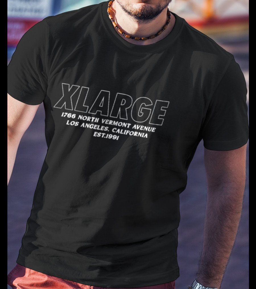 XLARGE 1766 North Vermont Avenue Los Angeles California Est 1991 T-Shirt
