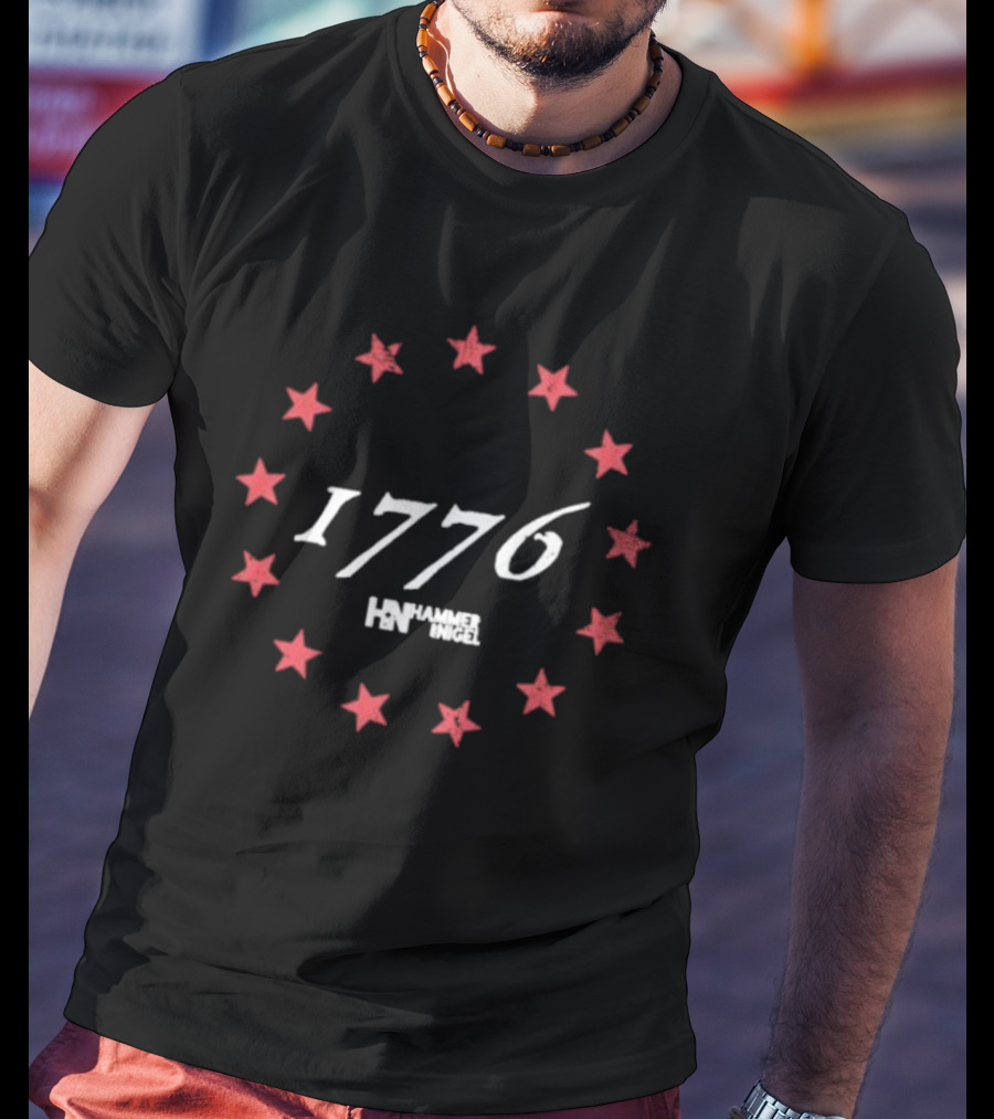 Hammer And Nigel 1776 Red Stars Circle Motif T-Shirt
