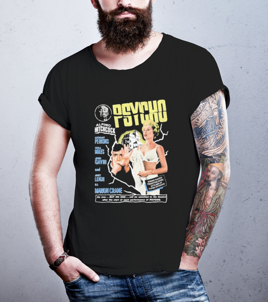 Alfred Hitchcock's Psycho Anthony Perkins Vera Miles John Gavin Janet Leigh As Marion Crane Theatre Admission Warning T-Shirt