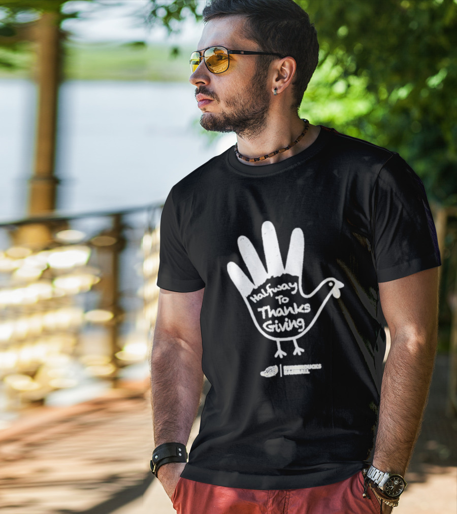 Rubberducks Halfway To Thanksgiving Hand Turkey T-Shirt