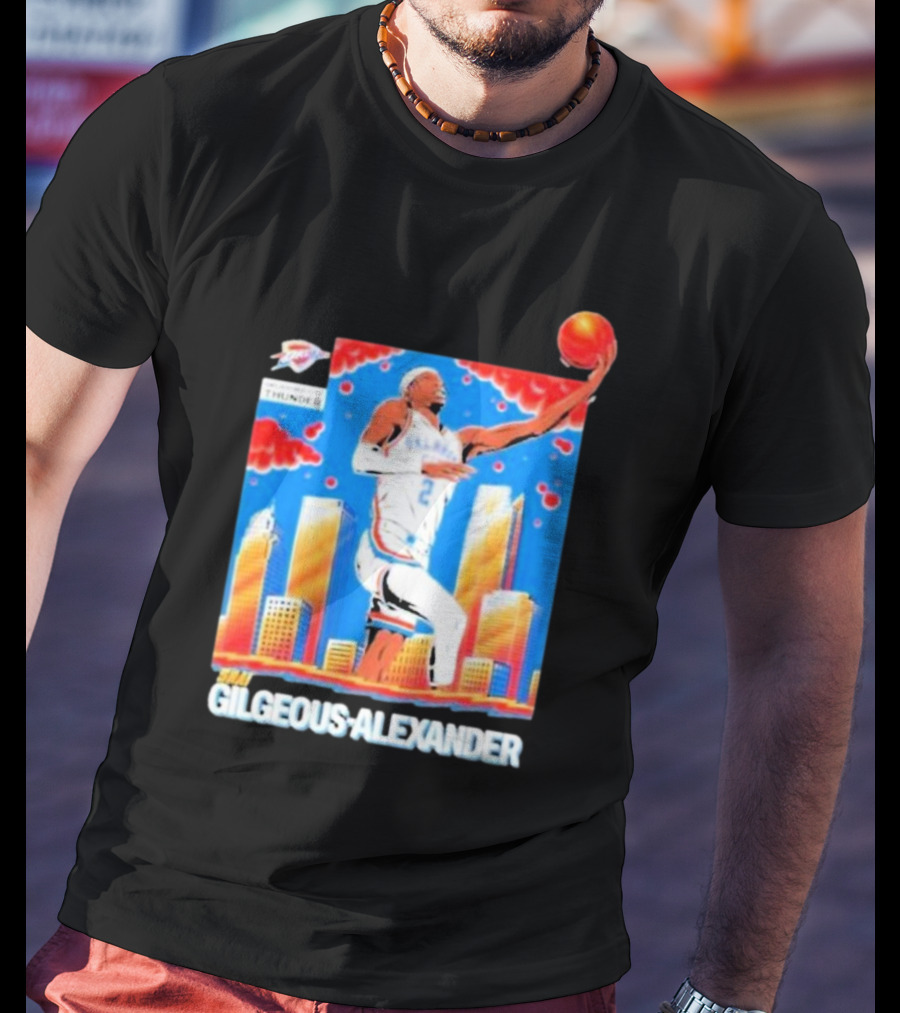 Thunder Basketball Hero Gilgeous-Alexander Skyline Dunk T-Shirt