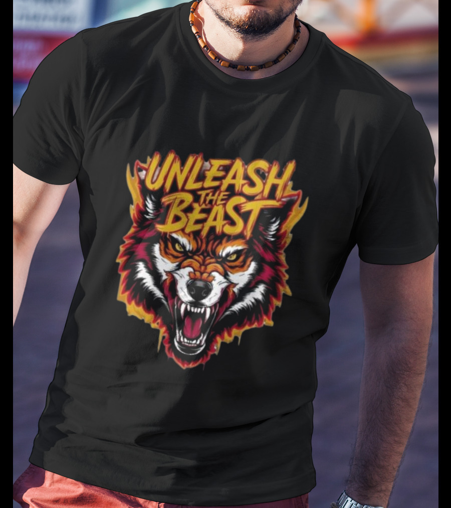 Unleash The Beast Wolf Head Fire T-Shirt