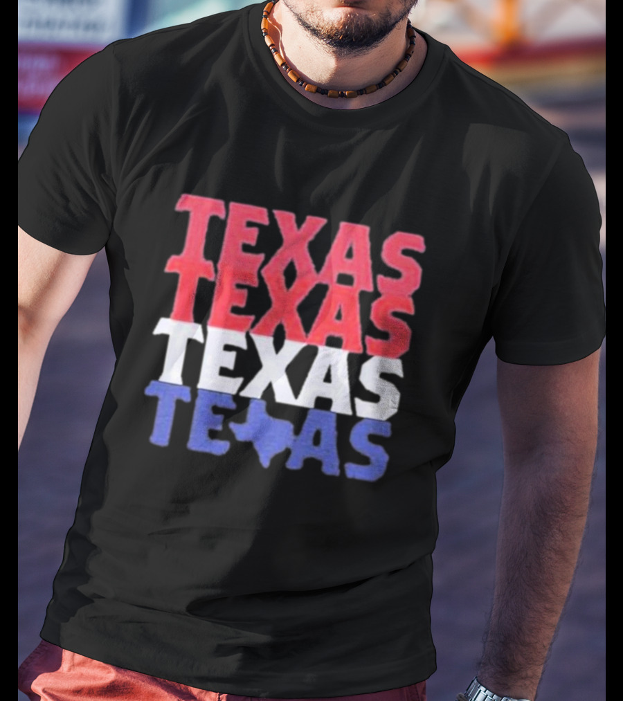 Texas Texas Texas Texas Map Red White Blue T-Shirt