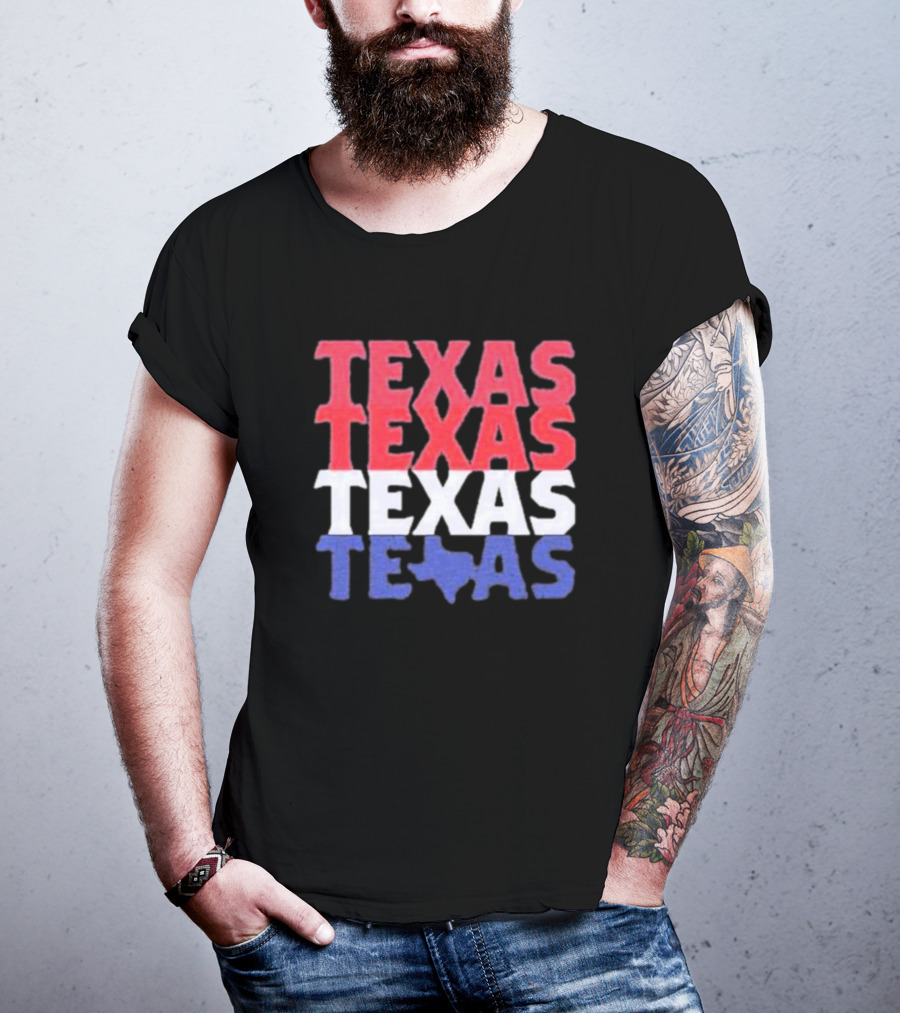 Texas Texas Texas Texas Map Red White Blue T-Shirt