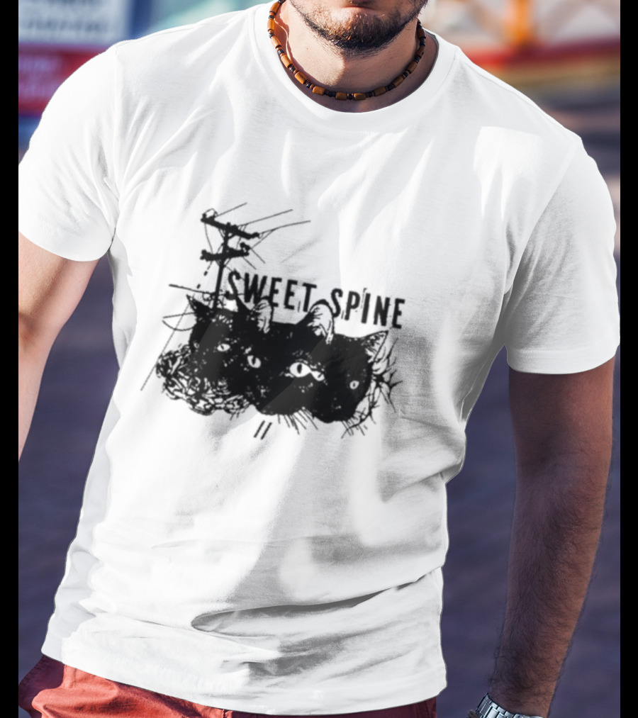 Sweet Spine 3 Headed Cat Dark T-Shirt
