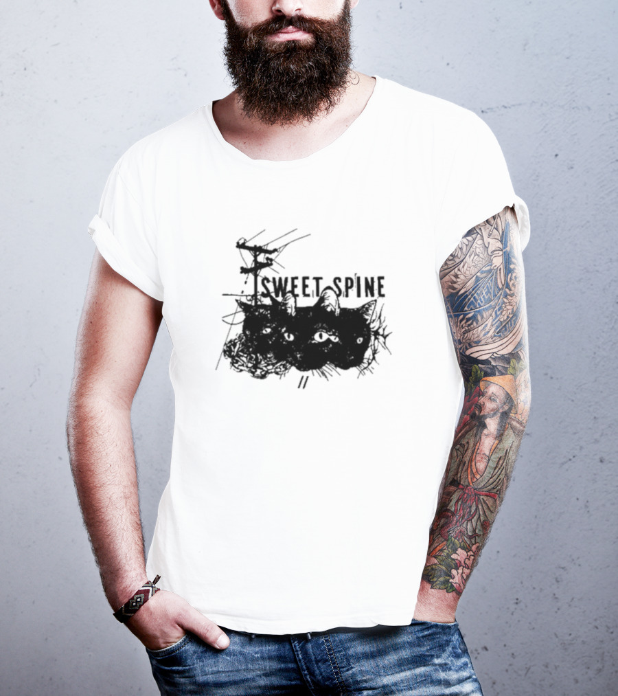 Sweet Spine 3 Headed Cat Dark T-Shirt