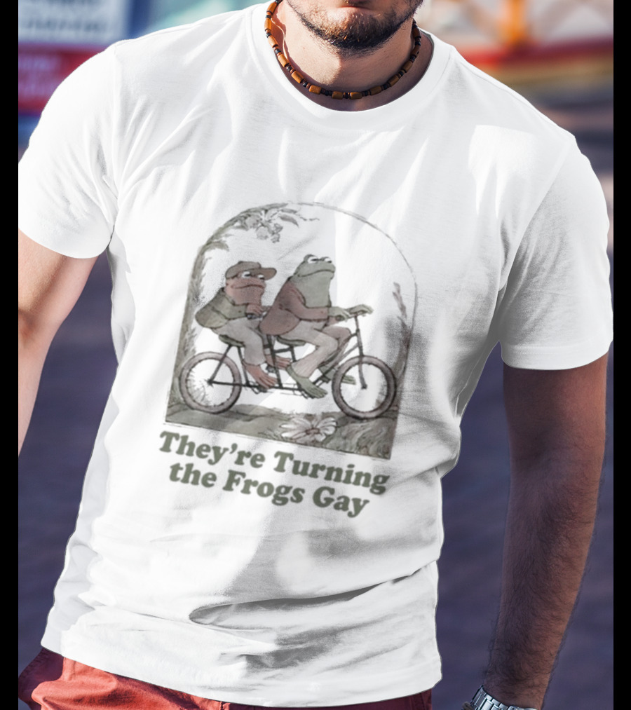 Frog Friends Riding A Bicycle Adventure: They're Turning The Frogs Gay T-Shirt