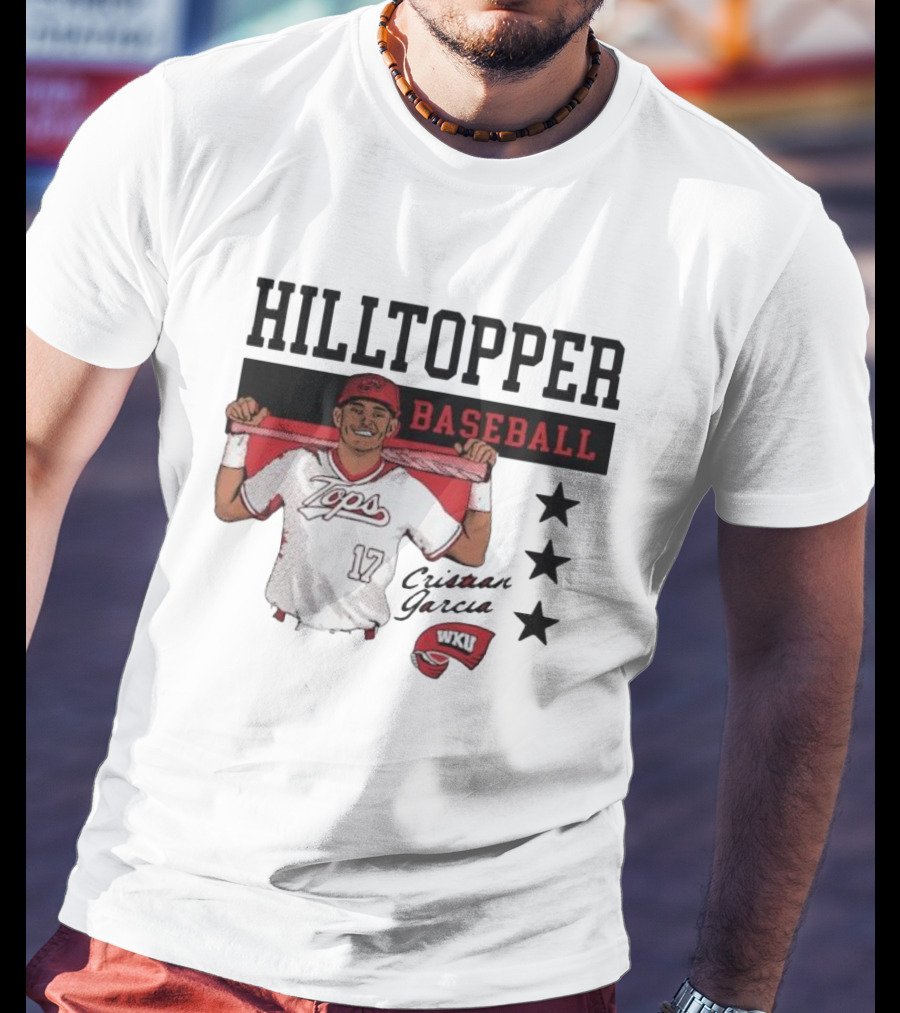 Hilltopper Baseball Tops 17 WKU Cristian Garcia T-Shirt