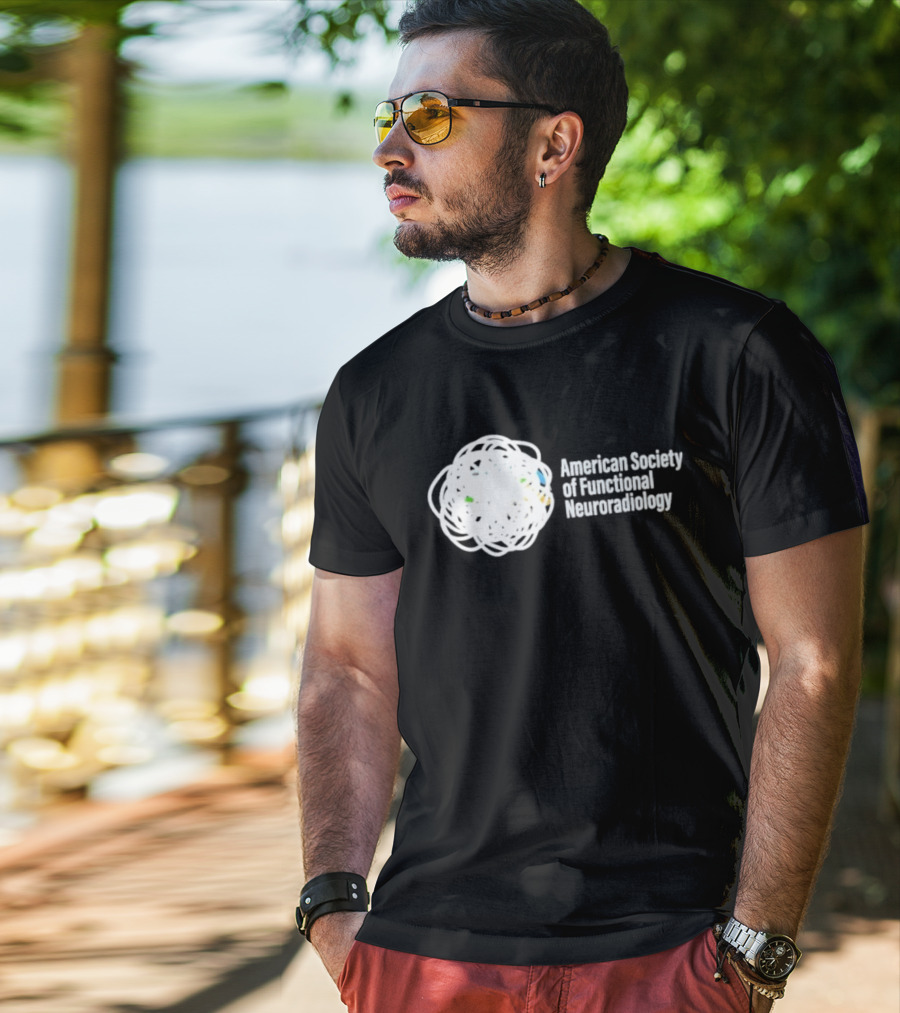 American Society Of Functional Neuroradiology Logo With Abstract Brain T-Shirt