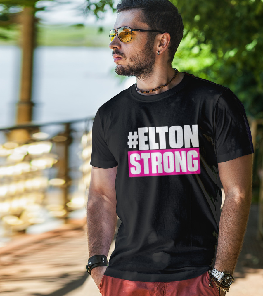 EltonStrong Pink And White Bold Text Design For Bayley Fans T-Shirt
