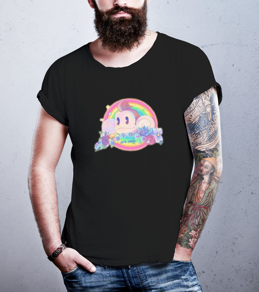 Quit Monkeying Around Let's Roll With Rainbow Monkey And Flowers T-Shirt