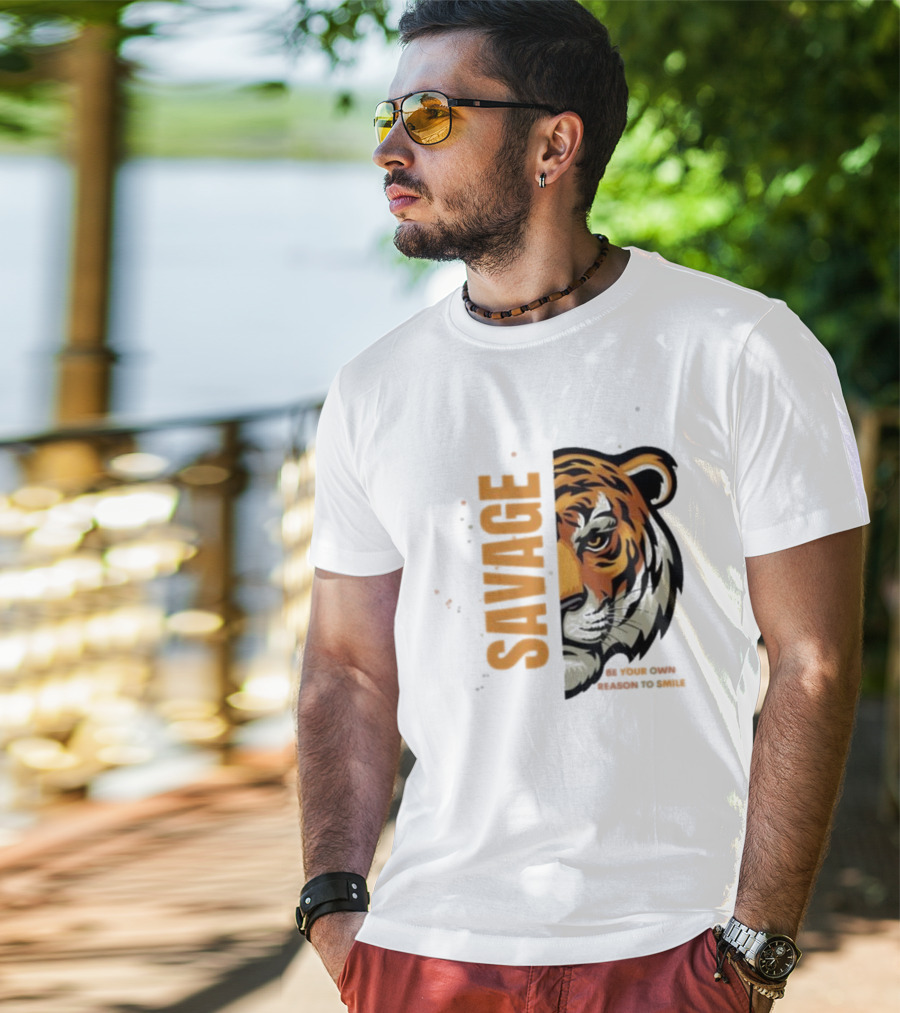 Savage Be Your Own Reason To Smile Tiger Face T-Shirt