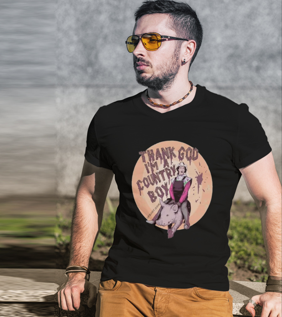 Thank God I'm A Country Boy Riding Pigman T-Shirt