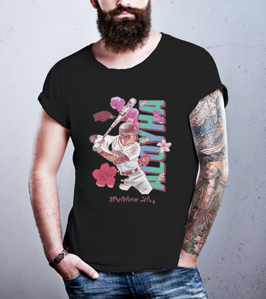 Wehiwa Aloyha Aloy Arkansas Baseball Flowers T-Shirt