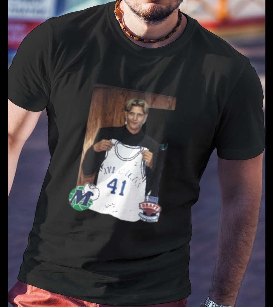 Luka Doncic Dirk Nowitzki Mavericks 41 NBA Draft Jersey Photo T-Shirt