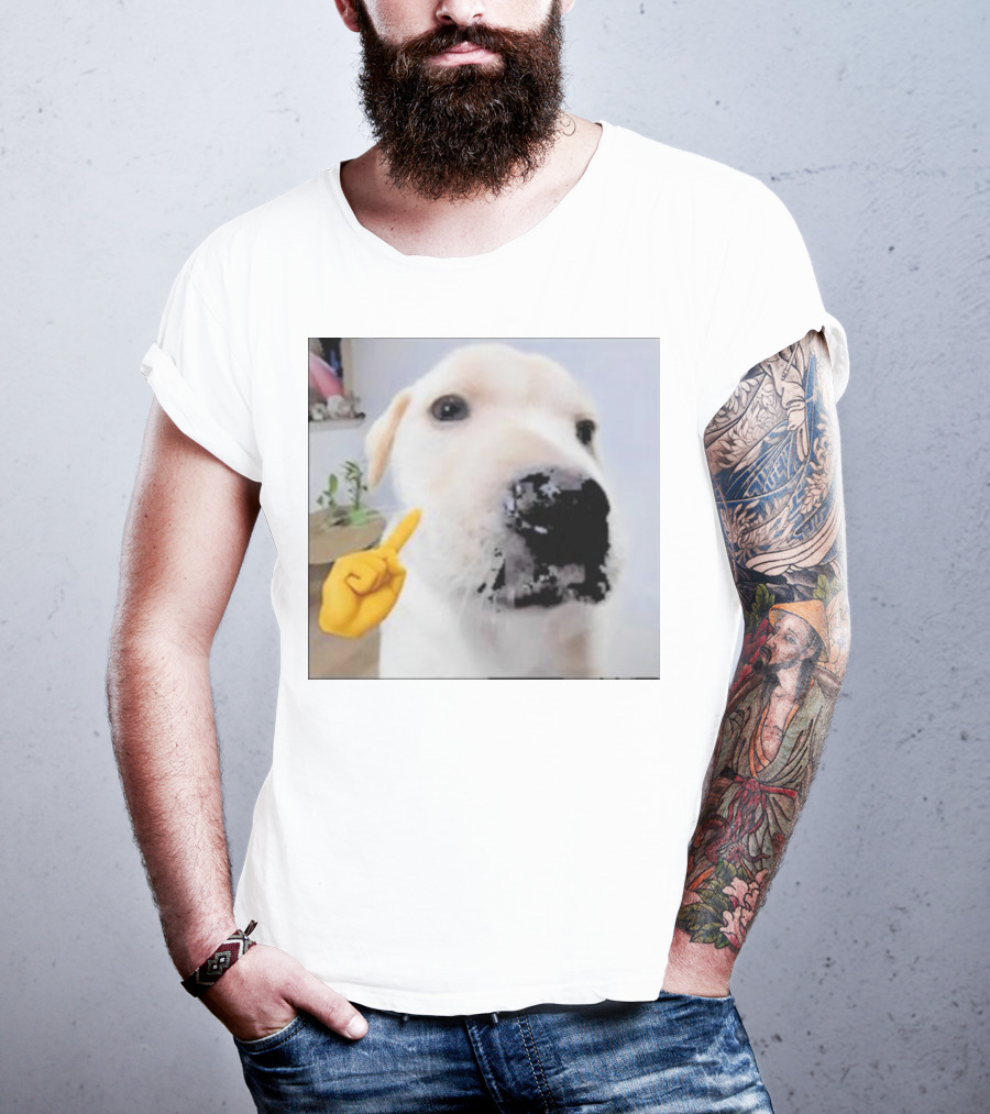 Mewing Cringe Cute Dog Meme Emoji Interaction T-Shirt