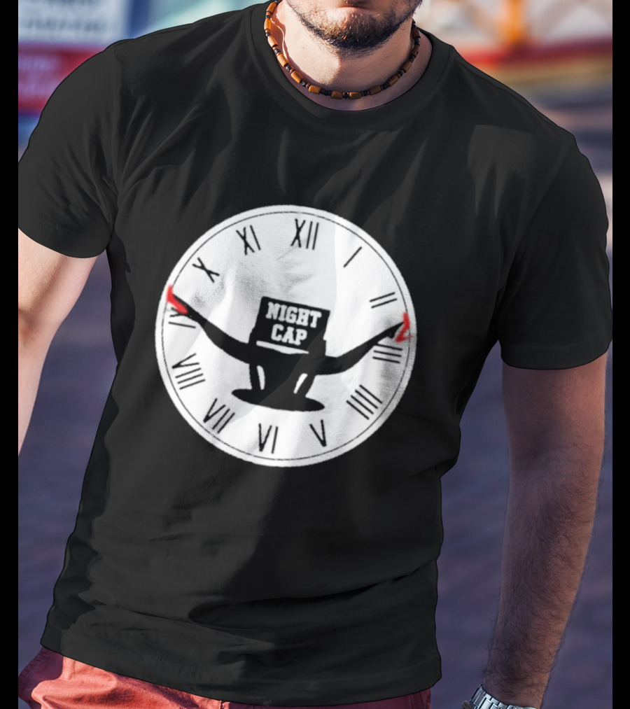 Night Cap Clock Roman Numerals Quarter To Three T-Shirt