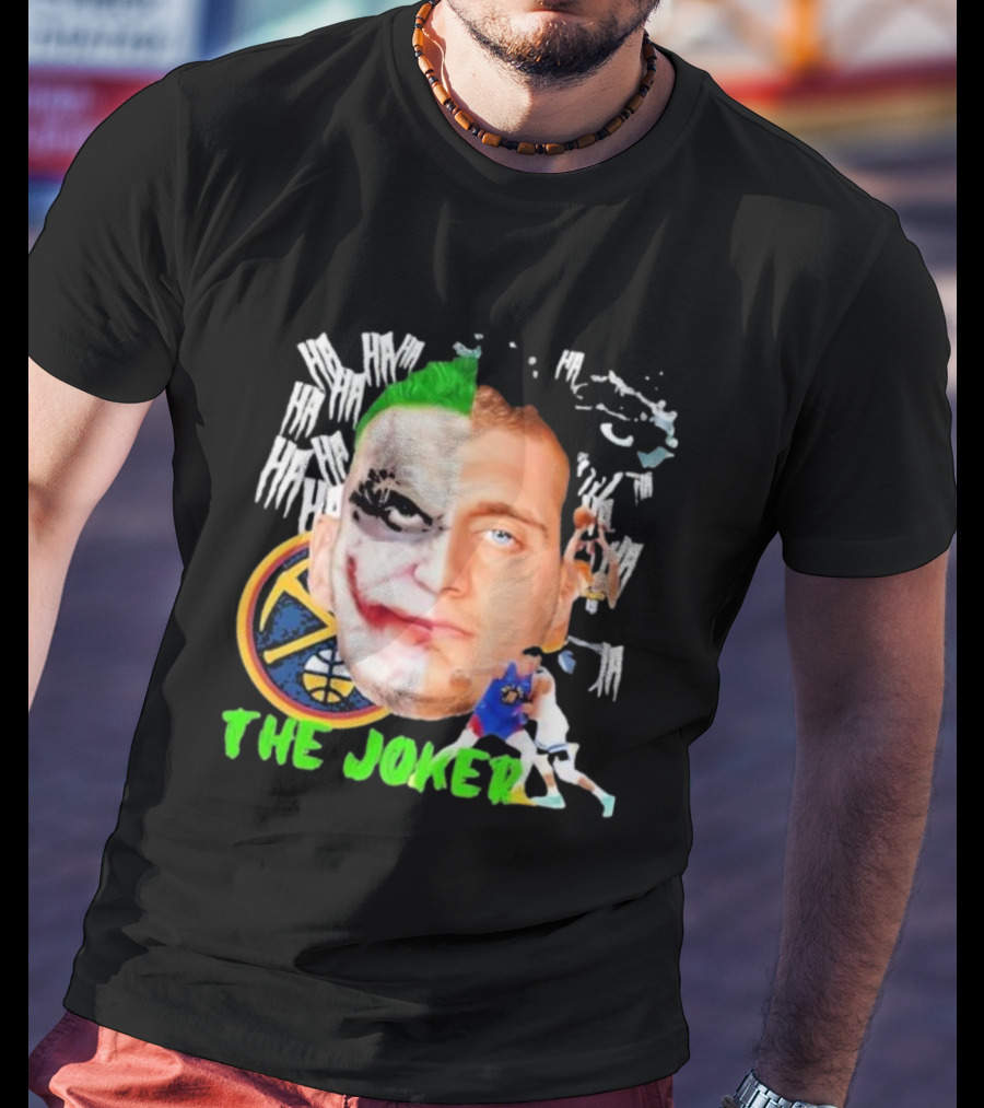 Nikola Jokic The Joker Face Featuring Denver Nuggets Basketball References T-Shirt